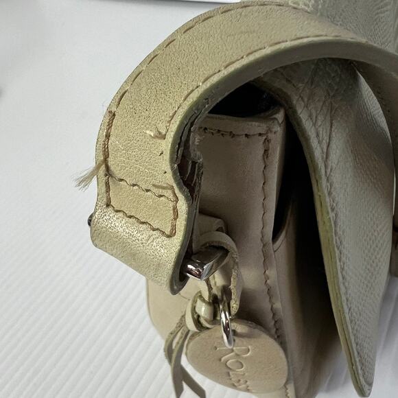 Vintage Rolfs Leather Flap Shoulder Bag Adjustable Strap Gray Green 90s Y2K - Picture 10 of 12